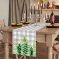 thumbnail image 2 of Table Runners 120 Inches Long Dress Scarves, Spring Leaves Farmhouse Coffee/Dining/Kitchen Table Runner for Living Room, Pastoral Garden Botanical Gray Plaid 13x120 Inch, 2 of 9