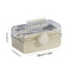 thumbnail image 3 of Organizador de maquillaje portátil de escritorio con asa | Caja de almacenamiento transparente de gran capacidad para cosméticos, joyas y artículos pequeños | Estuche de plástico azul o beige, 3 of 7