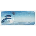 thumbnail image 1 of Snowman Kitchen Mat, Snow Covered Wintry Landscape with Happy Snowman Cold Outdoors, Plush Decorative Kitchen Mat with Non Slip Backing, 47" X 19", Pale Blue Dark Blue, by Ambesonne, 1 of 1