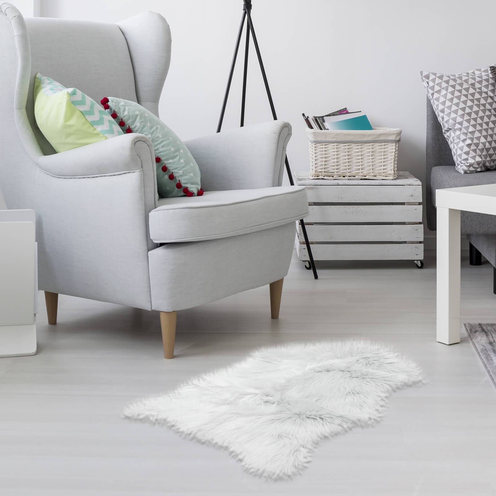 Faux Fur Sheepskin Rug Gray Furry Rugs For Vanity Seats Chairs Cover Plain Gy Area Luxury Home Throw Plush Seat Pad Bedroom Kids Rooms