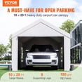 thumbnail image 2 of VEVOR Carport Canopy Car Canopy with Sidewalls and Windows 10x20ft or 12x20ft 10x20FT - White, 2 of 6