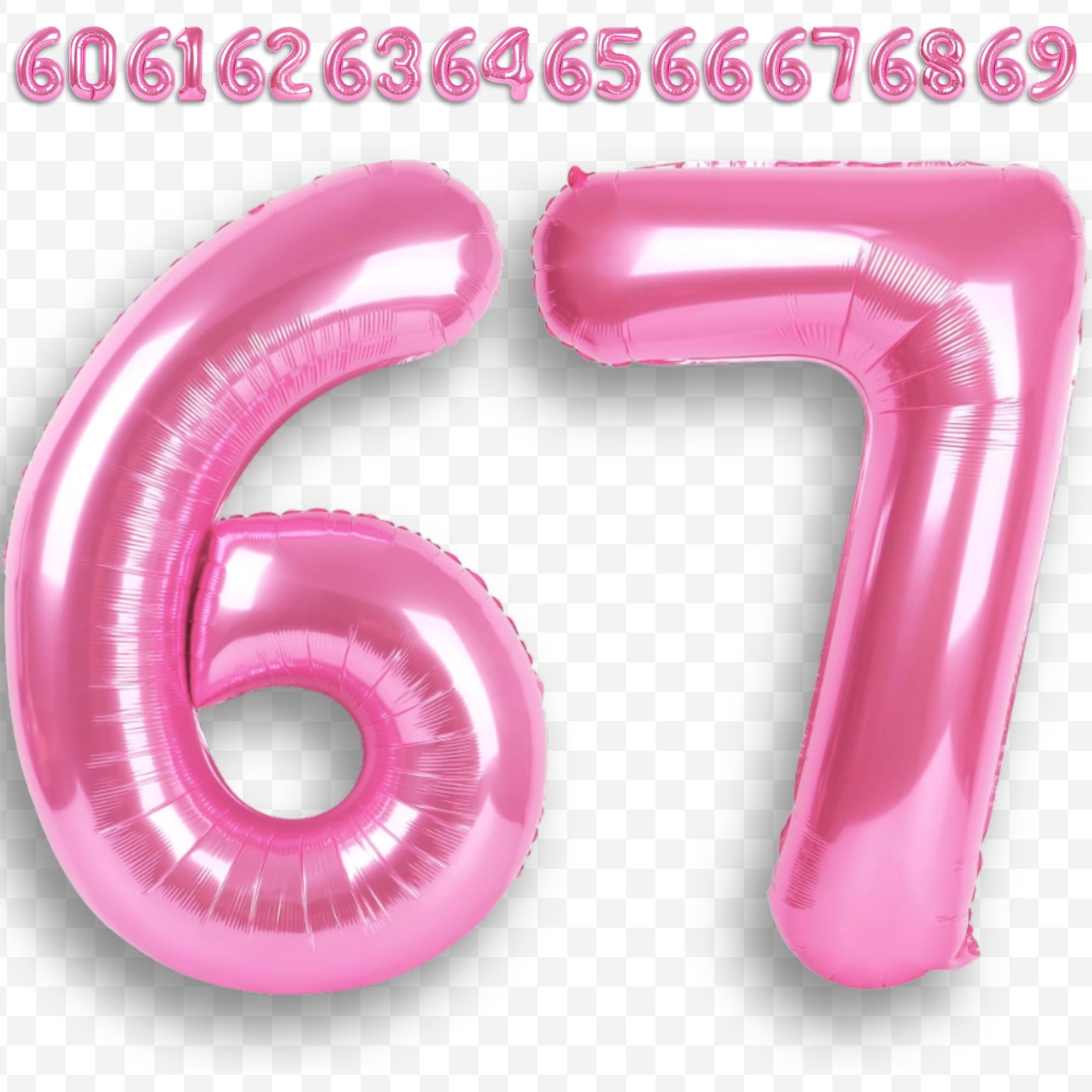 Light Pink 67 Foil Balloons Number 16 inch Small - Air Fill Only Mylar Number Balloon 67 Pink for 67th Birthday Party Corporate Milestone Decoration
