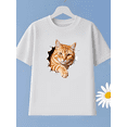 thumbnail image 2 of MAWOTEA [Slim Fit] Cat Break Through Print T-Shirt Kids Casual Wear, Ideal Gift for Birthday, Size 5Years-13Years, 2 of 5