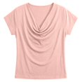 thumbnail image 4 of Cowl Neck Tops for Women 2026 Summer Womens Tops Casual Business Blouses Short Sleeve Loose Fit Spring Outfits by Yigetop Pink 3XL, 4 of 5
