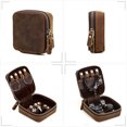 thumbnail image 6 of Hiram Crazy Horse Leather Travel Jewelry Case Small Jewelry Box Travel Organizer for Rings, Necklaces, Earrings Watches Storage Case (Dark Brown), 6 of 8