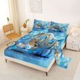 thumbnail image 2 of Manfei Princess Pumpkin Carriage King Sheets,Blue Dreamy High Heels Bedding,4 Pieces,1 Flat Sheet,1 Fitted Sheet and 2 Pillowcases, 2 of 6