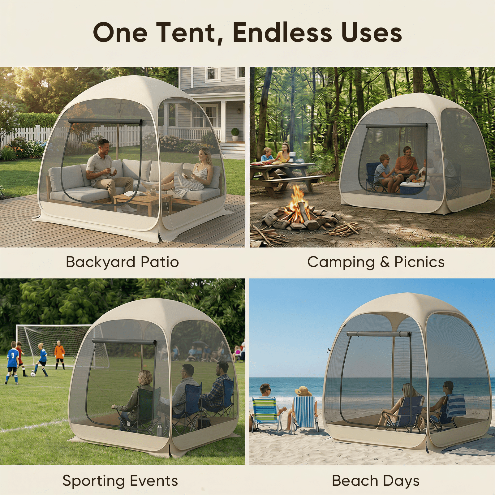 TABU Screen House Tent, 6x6ft Pop up Screen Tent, 4-5 Person Screened Canopy Tent with Carry Bag for Backyard & Outdoor Activities