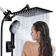 thumbnail image 1 of Tête de Douche, 8rain Douche Tête avec Combinaison de Pulvérisation à Main avec 11 '' Angle Réglable Bras d'Extension / Régulateur de Débit / Système de Douche, Haute Pression Pluie Pomme de Douche Salle de Bain Propre, Noir Mat, 1 of 5