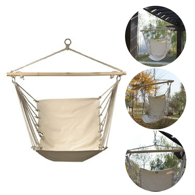 Balançoire d'Extérieur avec Corde de Suspension Toile Blanche à la Mode Confortable Durable Hamac pour Adultes