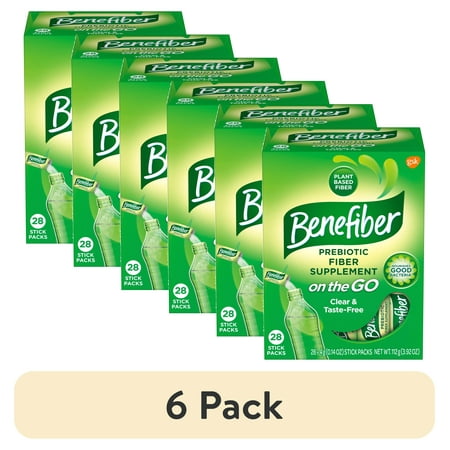 (6 pack) Benefiber On The Go Prebiotic Fiber Powder, Unflavored, 3.92 Oz, 28 Ct