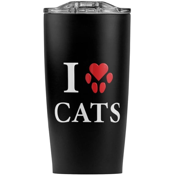 I Love Cats Heart With Paw Print Stainless Steel 20 oz Travel Tumbler, Vacuum Insulated & Double Wall with Leakproof Sliding Lid | Great for Coffee/Hot Drinks and Cold Beverages