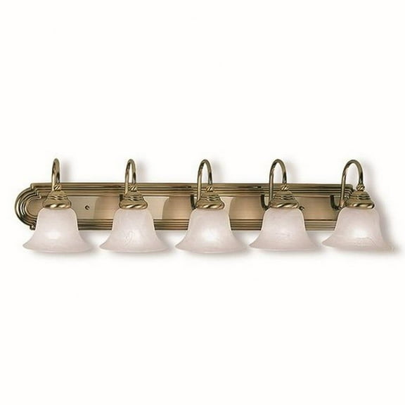 5 Light Bathroom Light in Traditional Style 36 inches Wide By 8.5 inches High-Antique Brass Finish Bailey Street Home 218-Bel-731506