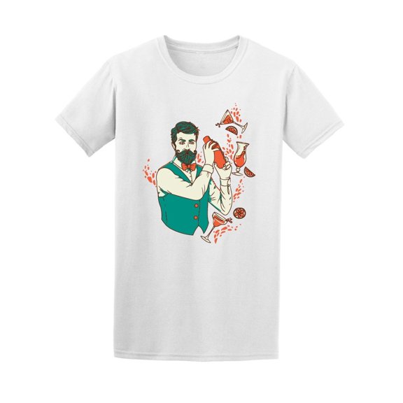 Retro Bartender With Beard Tee Men's -Image by Shutterstock