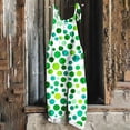 thumbnail image 2 of JURANMO St Patricks Jumpsuits for Women 2025 Funny Printed Cute Holiday Rompers Summer Casual Adjustable Strap Cotton Linen Overalls with Pockets Green L Ofertas Relampago de Hoy, 2 of 6