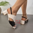 thumbnail image 5 of Black Sandals Women Oofos Ooahh Slide Women's Fashion Casual Spring And Summer Comfortable Color Matching Square Toe Open Toe One-Line Buckle Thick Heel High Heel Sandals Black, 5 of 9