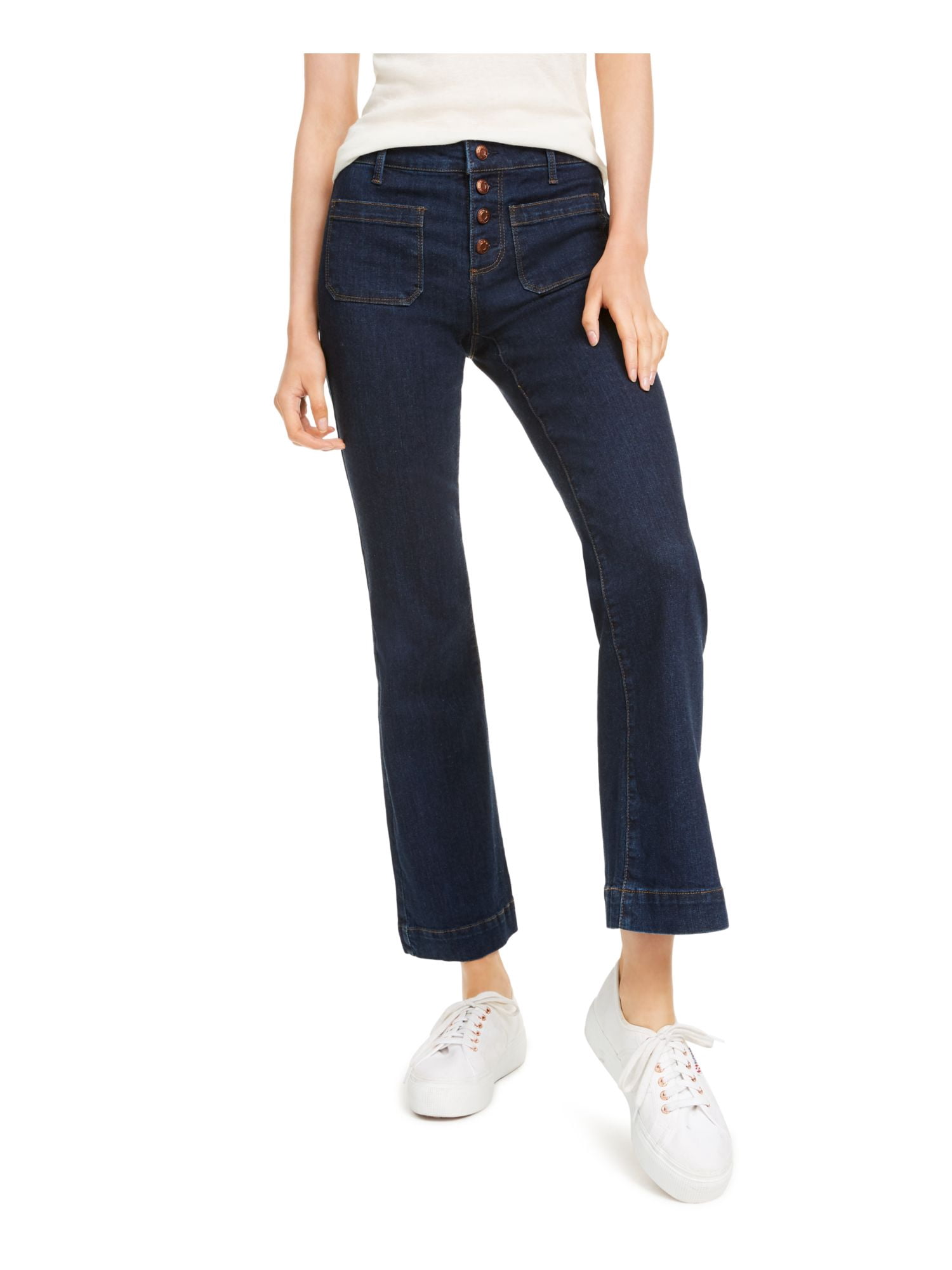 OAT Womens Navy Heather Boot Cut Jeans 