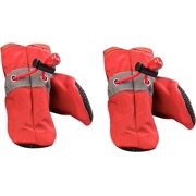 2 Pairs Dog Boots Anti Slip Paws Protectors Soft Dogs Shoes with Straps Pet Supplies Accessories for Indoor Outdoor Walking Running Sports Shoes Boot Slippers for Women (Red, 4)