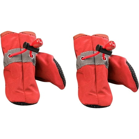 2 Pairs Dog Boots Anti Slip Paws Protectors Soft Dogs Shoes with Straps Pet Supplies Accessories for Indoor Outdoor Walking Running House Slippers Boots for Women Memory Foam (Red  4)