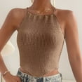 thumbnail image 2 of Timegard Womens Tank Tops Eyelet Halter Neck Sleeveless Keyhole Back Top Solid Color Fashion Blouses, 2 of 5
