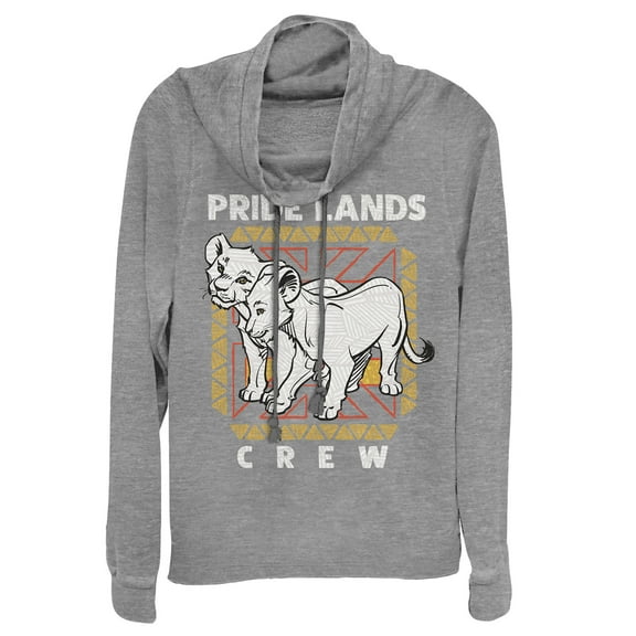 Junior's Lion King Simba & Nala Pride Lands Crew Cowl Neck Sweatshirt Gray Heather 2X Large