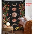 thumbnail image 4 of Bailu Moonlit Garden Tapestry, Moon Phase Surrounded by Vines and Flowers Black Wall Decor Tapestry 60×80 inches, 4 of 7