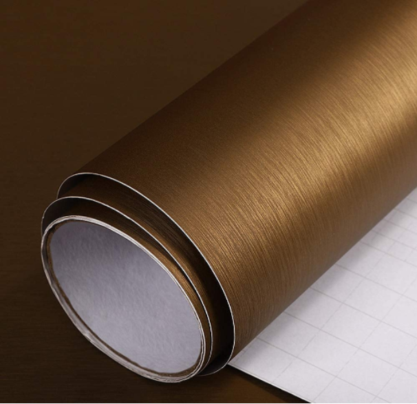 MOYISHI 15.7in x 118in Peel and Stick Titanium Wire Drawing Brushed