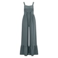thumbnail image 7 of Gytharion Plus Size Cotton Linen Jumpsuits for Women Adjustable Straps Wide-leg Overalls Solid Color Fashion Casual Rompers, 7 of 7