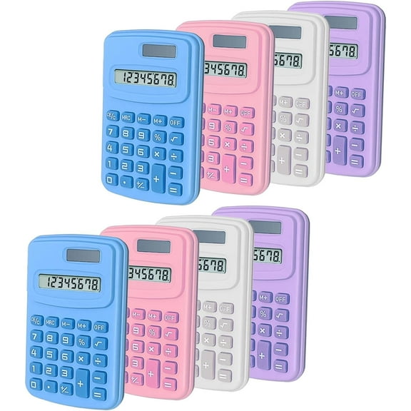 Basic Calculator Digit Silicone Button Desktop Calculator (4 Colors, Set of 8) (C, Pack of 8)