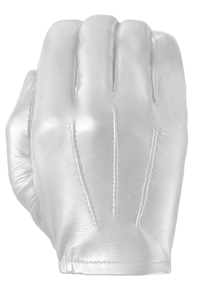 white leather gloves