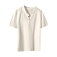 thumbnail image 4 of pstuiky Camisas de manga corta para hombre, Camisa estilo vintage informal de color liso con cuello en V y manga corta para hombre camisas casuales para hombre xxxxl, 4 of 5