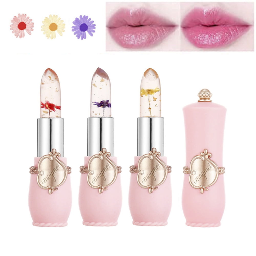 Crystal Flower Jelly Lipstick Set,magic Temperature Color Changing Lip  Gloss Ph Lipstick Color Changing Jelly Lipstick Waterproof Moisturizer Lip  Balm - Temu