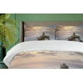 thumbnail image 4 of Ambesonne Digital Duvet Cover Sets, Sunrise on Sandy Beach, 2-Queen, Yellow and Tan, 4 of 7