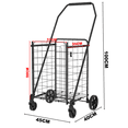 thumbnail image 3 of Demifill Shopping Cart with open door,Grocery Cart on Wheels, Foldable Utility Shopping Carts with Double Basket and 360° Rolling Swivel Wheels for Garden, Yard, Black, 3 of 9