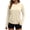 02#Beige, variant on UV Protection Shirts for Women Round Neck Long Sleeve Drawstring Hem Top UPF 50+ Lightweight Breathable Shirt with Thumb Holes
