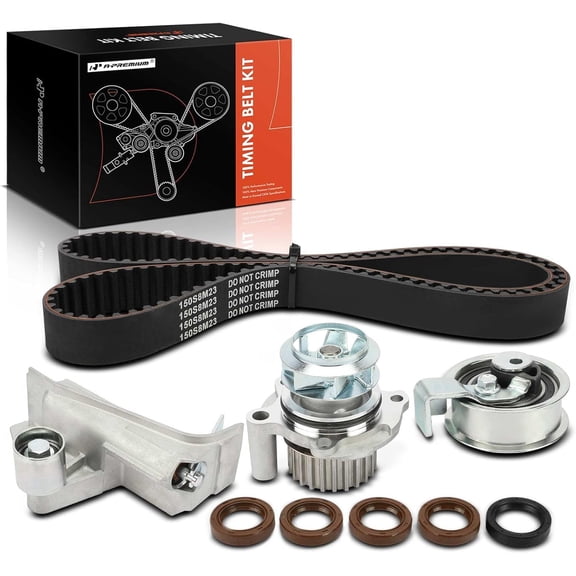 A-Premium Engine Timing Belt Kit with Water Pump Compatible with Volkswagen Passat 2001-2005 & Audi A4 1999-2006, A4 Quattro 1999-2005 - 1.8L 4.0L