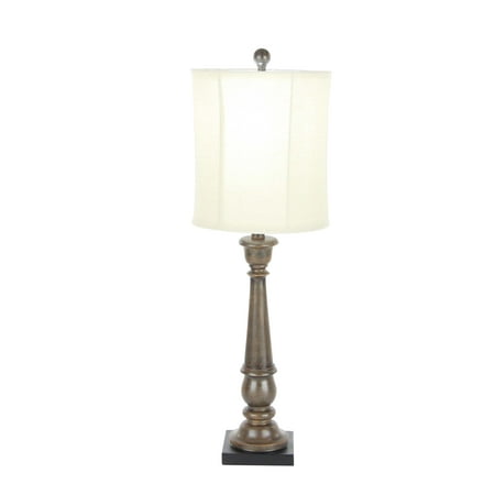Decmode Eclectic 30 inch polystone baluster table lamp, Brown