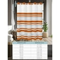 thumbnail image 6 of No Hook Cloth Fabric Shower Curtain with Snap in Liner, Orange Stripes Waterproof Shower Curtains Set with See Through Top Window, Modern Minimalist Horizontal Ombre Lines Bath Curtains 72"x72", 6 of 6