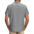 thumbnail image 3 of Inglocry Men's Linen Short Sleeve Shirts Cotton Casual Lightweight Button Down Shirt Beach Vacation Summer Tops with Pocket Gray 4XL, 3 of 3