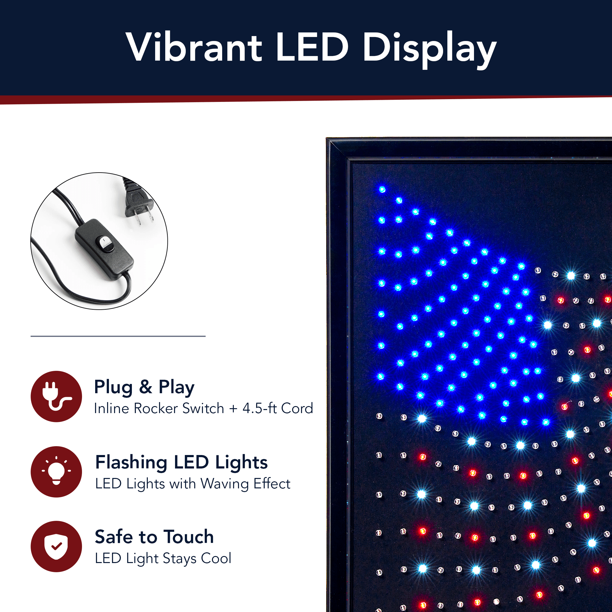 USA American Flag Framed LED Sign