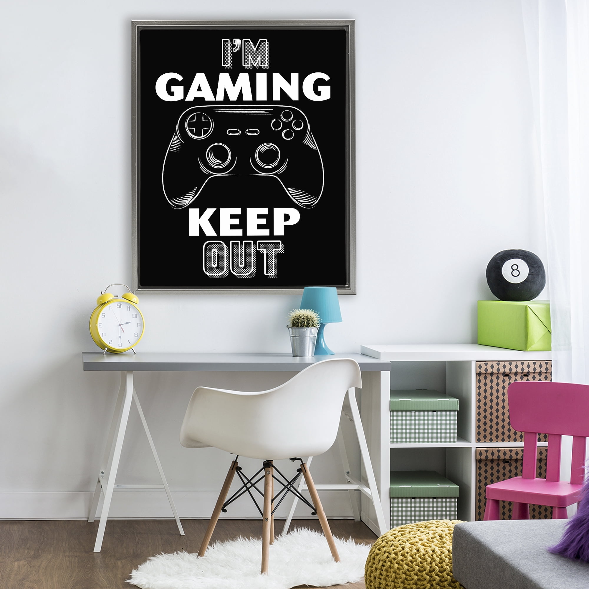 Stupell Industries I'm Gaming Keep Out Gray Framed Floater Canvas Wall Art, design by Marcus Prime