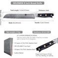 thumbnail image 2 of WILDMOK Damascus Serrated Steel Bread Knife, 8 inches Serrated Bread Knife, Ergonomic Full Tang Resin Handle, Razor Sharp Beautiful Damascus Steel Feather Pattern with Luxury Gift Box, 2 of 7