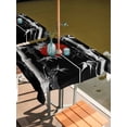 thumbnail image 2 of Outdoor Tablecloth with Umbrella Hole for Patio/Picnic/Party/Camping, Black White Botanical Waterproof Table Cloth Square Cover Washable, Red Moon Ink Wash Art Classic (60"x 60"), 2 of 8