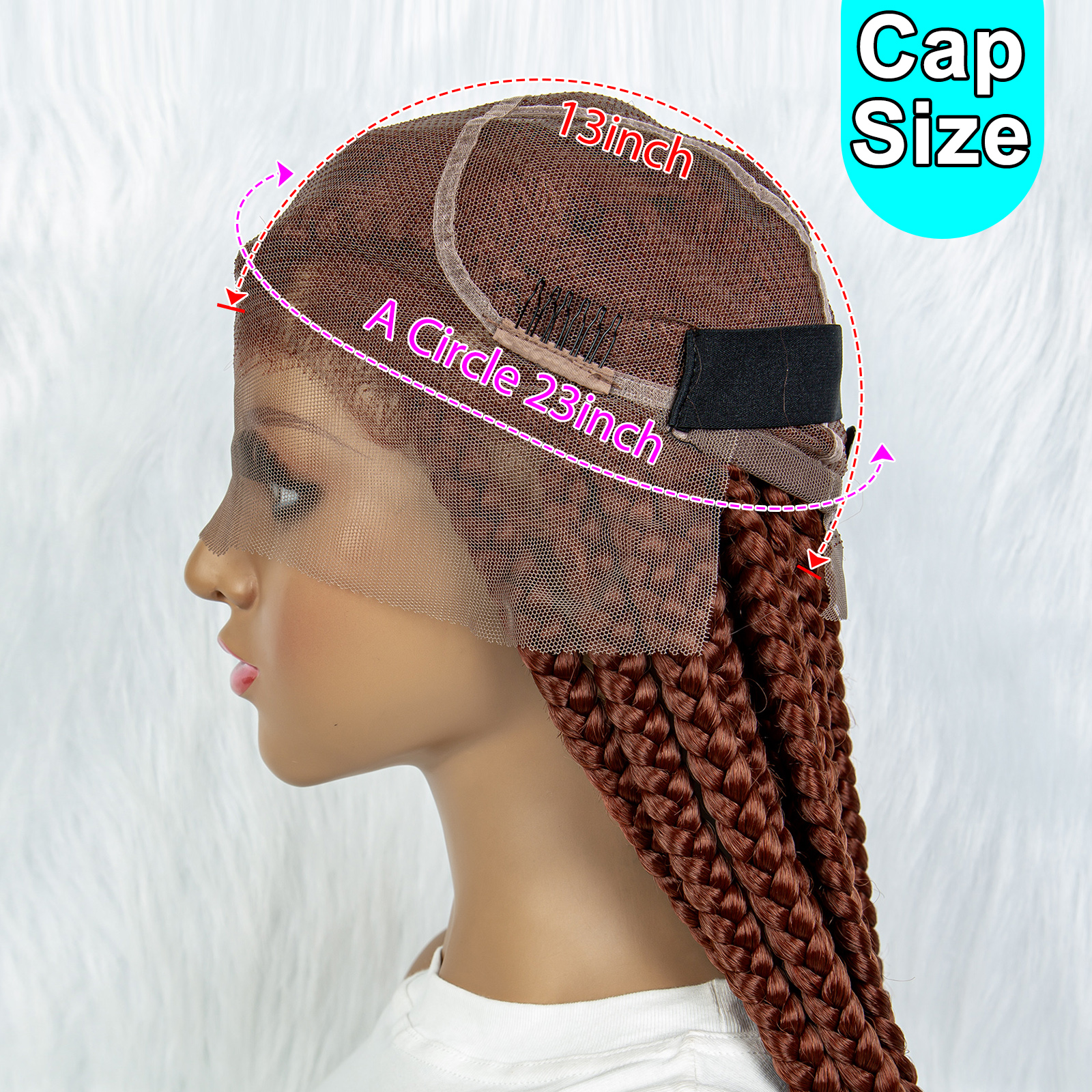 350# Color Braided Wigs for Black Women Transparent HD Full Lace Square Knotless Box Braided Wigs Twist Cornrow Braids Synthetic Lace Front Wigs with Baby Hair Handmade Faux Locs Wig 36 inches
