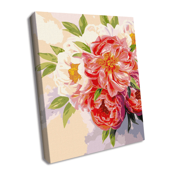 Wizardi Painting by Numbers on a Stretcher kit - The Peony Mood KHO3117 Ideyka