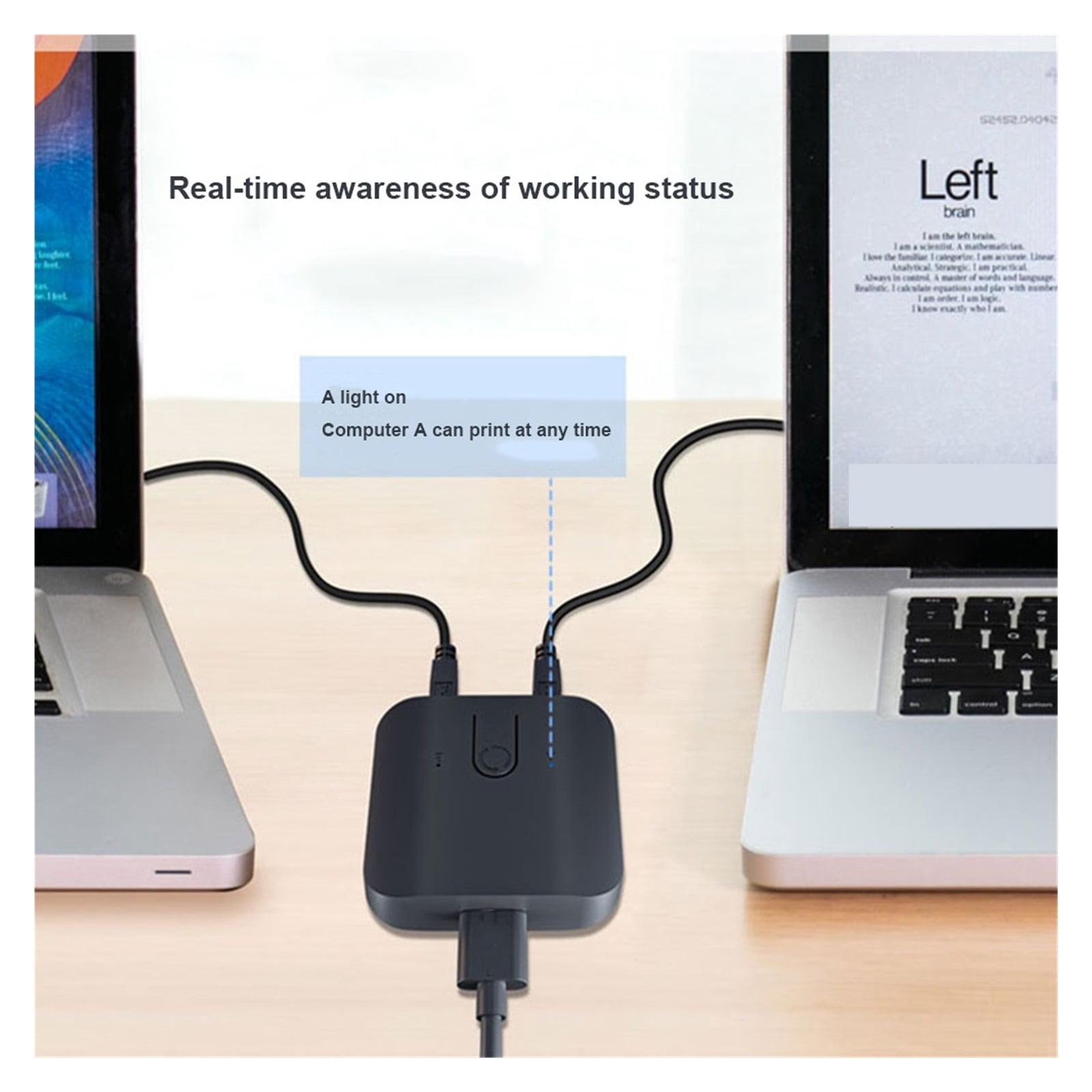 Portable USB HD KVM Switch 1080P Capture Box Splitter for Sharing Monitor Printer Keyboard Mouse