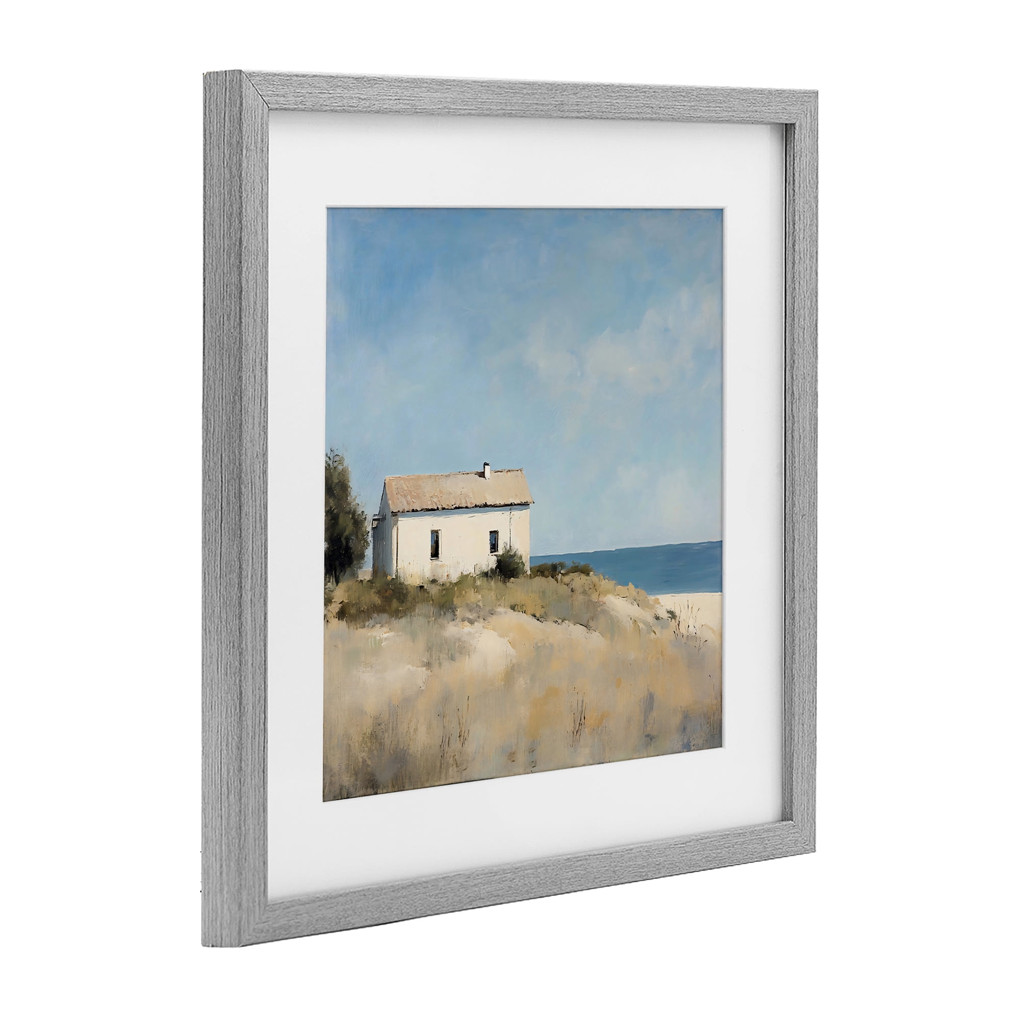 Stupell Industries Simple Beach House on Dunes Gray Framed Print Under Glass, design by Creative Studio
