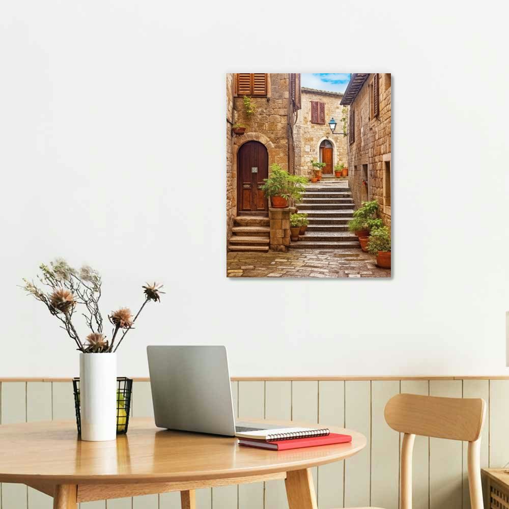 Creowell  Santorini Greece Canvas Wall Art, Nature Landscape Pictures Print Rustic Scenic Paintings for Bedroom Living Room Office, Wall Decor Modern Artwork 16x20 in/12x16 in