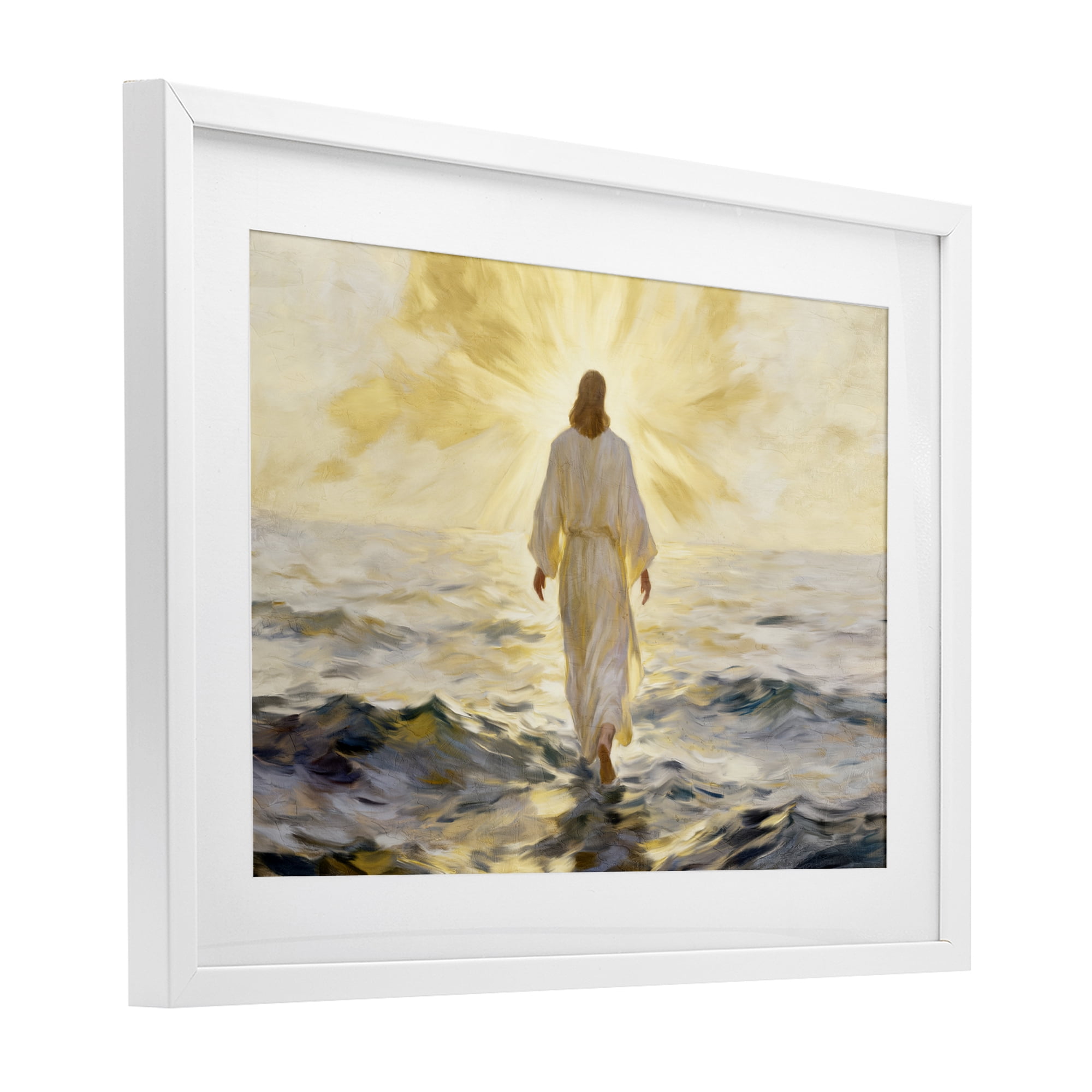 Stupell Industries Golden Walk Spiritual Figure White Framed Print Under Glass, design by Kim Allen