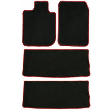GGBAILEY Toyota Highlander Black with Red Edging Carpet Car Mats / Floor Mats, Custom Fit for 2014, 2015, 2016, 2017, 2018, 2019 - Driver, Passenger, 2nd and 3rd Row Mats (4