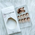 thumbnail image 3 of French Tip Press on Nails Medium Square Fake Nails with Leopard Print Designs Glossy Full Cover Nude Glue on Nails Cheetah Nails Acrylic Stick on Nails for Coquette Women Girls 24 Pcs E22, 3 of 3
